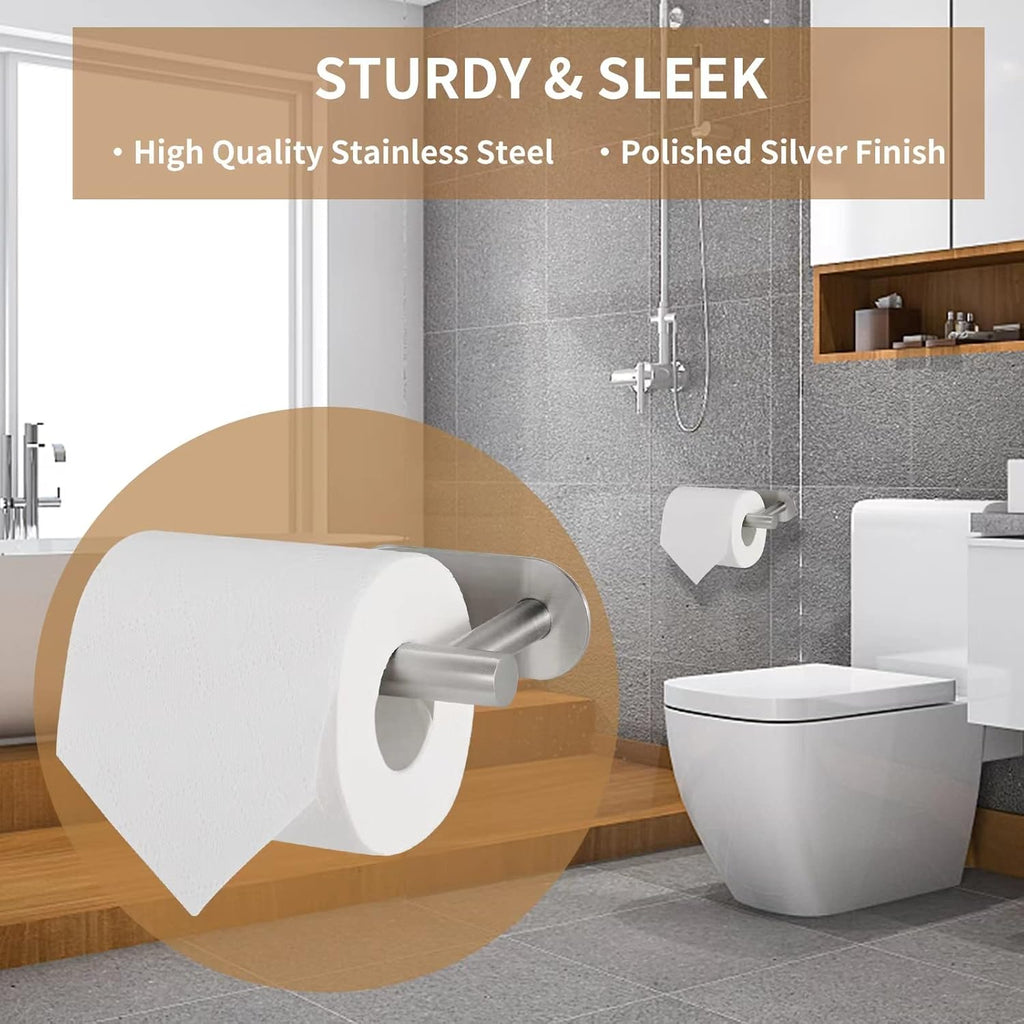 Toilet Paper Holder,Brushed Nickel,Wall Mount, Upgraded Adhesive Toilet Roll Holder,no Drilling,Bathroom/Rv/Washroom,SUS 304 Stainless Steel,Rustproof (Brushed Nickel, 1 Piece)