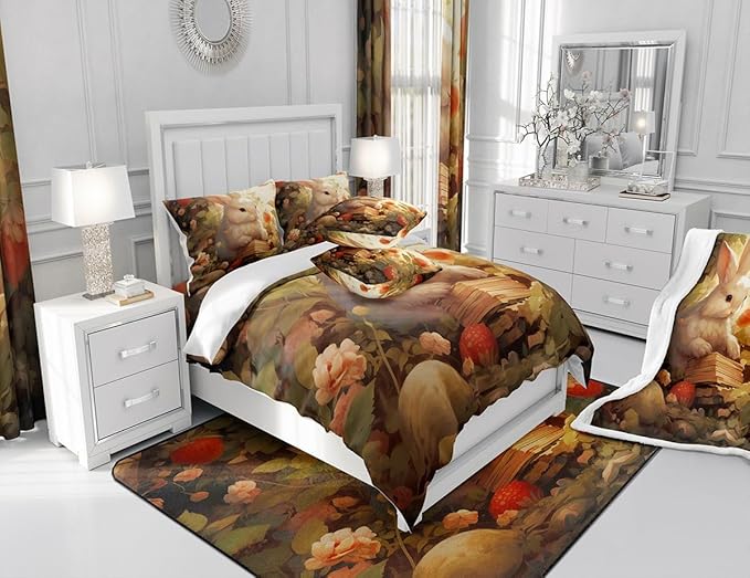 Feelyou Rabbit Fabric Shower Curtain Cute Cartoon Rabbit Shower Curtain for Teens Funny Bunny Bathroom Waterproof Accessories with 12 Hooks Kawaii Animal Curtains,72x84 Inches