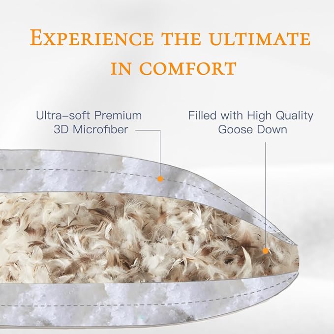 BedTreat White Goose Feather and Down Pillows Queen Size Set of 2,Luxury Hotel Collection Feather Pillows,Goose Feather & Down Filling,100% Organic Cotton Cover,Firm,Soft for Sleeping,Cooling(18X28)…