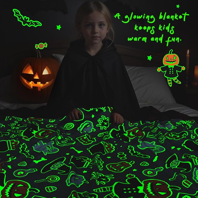 Blanket Glow in The Dark Blanket Pumpkin Halloween Decorations Cute