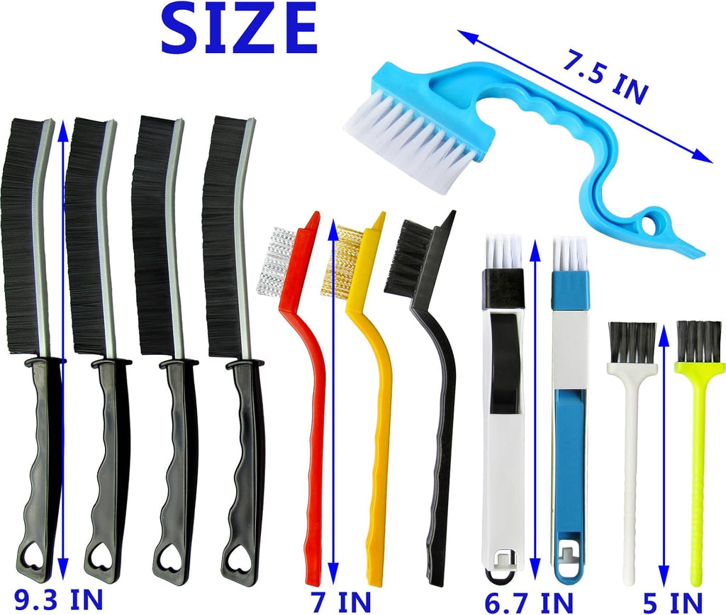 12Pcs Crevice Cleaning Brush,Small Gap Cleaning Brushes for Cleaning Bathroom,Kitchen,Window Grooves,Corners, Sinks, washbasins, Showers, faucets, bathtubs, Gas Stove and Tiles