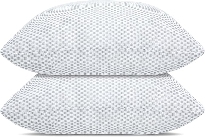 Shredded Memory Foam Pillows, Standard Size Bed Pillows for Sleeping 2 Pack,Washable Removable Cover,Pillows Suitable for Stomach,Back and Side Sleepers.