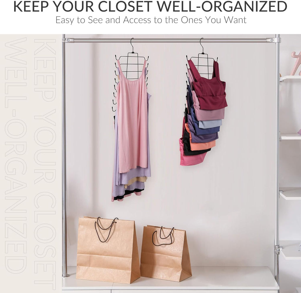 ZEDODIER 6 Pack Tank Top Hanger, Space Saving Bra Hangers, Non-Slip Hanging Sport Bras Holder, Closet Organizers and Storage for Camisoles Tank Tops Bras Ties Swimsuits Strappy Dress, Black