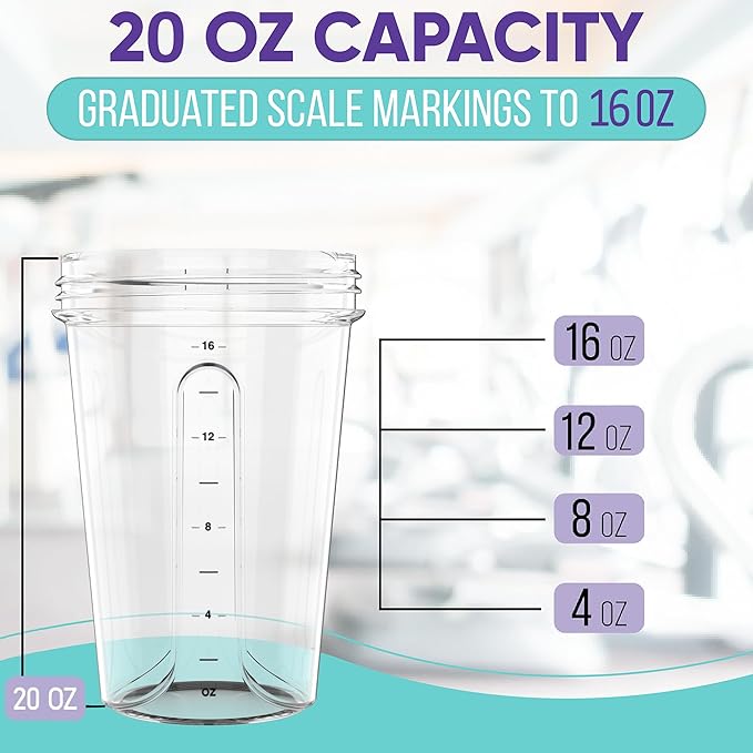 '-4 PACK- 20 OZ Protein Shaker Bottles for Protein Mixes, Shaker Cups for Protein Shakes, Small Shaker Bottle Pack, Shaker Cup, Shakers for protein Shakes (4 Small Transparent)