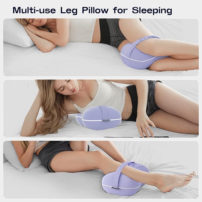 Ruiman Cooling Knee Pillow for Side Sleepers - Between Leg Pillow for Side Sleepers Pregnancy - Memory Foam Knee Pillows for Knee & Hip Pain - Pillow for Between Knees While Sleeping (Lavender)