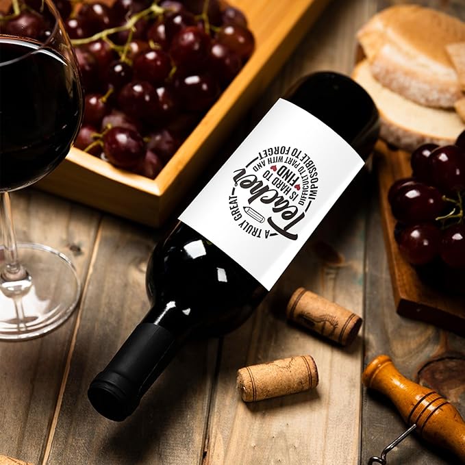 24 Pcs Teacher Thank You Gifts Wine Labels Teacher Appreciation Gifts Wine Bottle Stickers A Truly Great Teacher Wine Labels for Bottles Gifts for Women Men