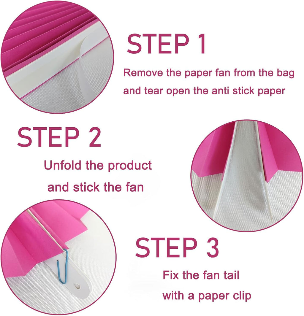 Red Graduation Party Decor,Girls Party Decorations ,Party Supplies Party Fans 8in, Anniversary Decorations for Party,Wedding Graduation Events Accessories 30 Color DIY Set （Rose Red）