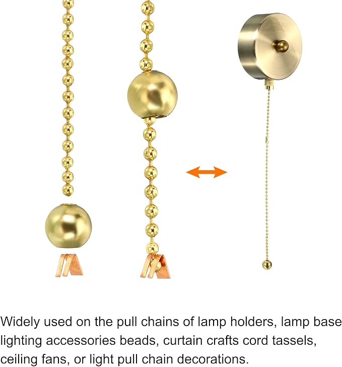 MECCANIXITY Pull Cord Tassels Window Blind Extender Chain Drop Knobs Ball Pull Ends Silver Tone, for Curtain Blinds Shades Light Ceiling Fan Switch, Pack of 4