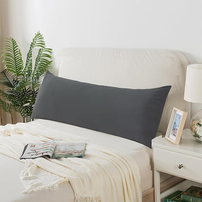 Black Body Pillow for Adults Shredded Memory Foam Long Pillow for Sleeping Firm Hug Pillows Removable Cover for Side and Back Sleepers Full Pillow with Black Pillowcase