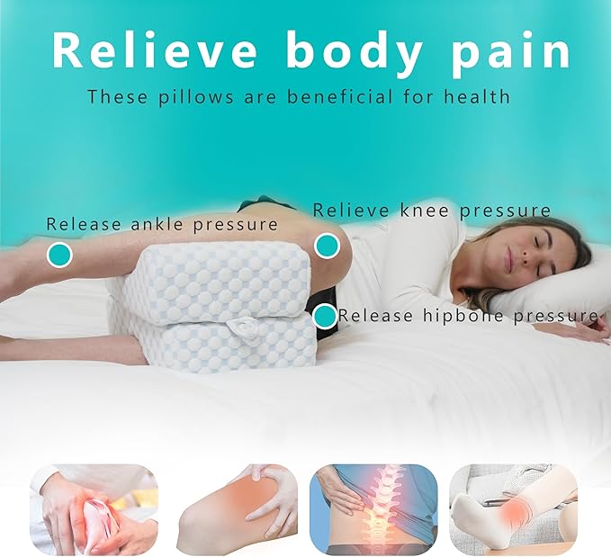 ACCURATEX Knee Pillow for Side Sleepers - Adjustable Leg Pillow for Side Sleeping,Cooling Gel Memory Foam Knee Pillows for Hip Pain,Leg Support Pillow for Sciatica Back Knees Joints Pain Relief