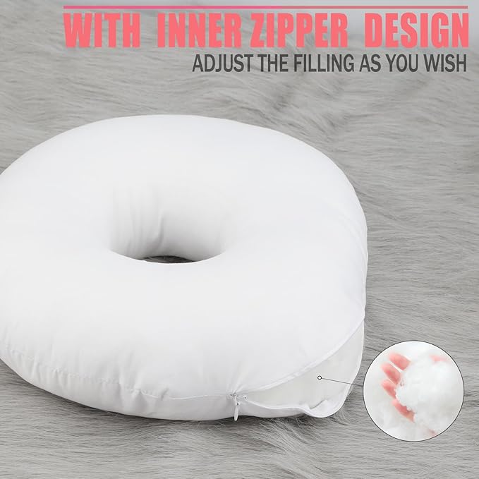Satin Ear Piercing Pillow Removable Cover Luxury Cnh Pillow with Ear Holes for Ear Pain Side Sleepers Washable Large Donut Pillows Head Neck Support HazeBlue