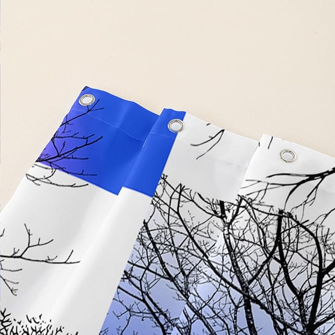AILONEN Blue and White Tree Abstract Shower Curtain,Minimalist Printed Plant Tree Arts Bath Curtain,Modern Boho Waterproof Curtain for Bathroom Decor, 72" W x 72" H