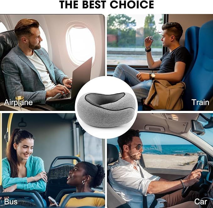 Neck Pillow Airplane, Traveling Pillows for Airplanes, Memory Foam Neck Pillow, Stowable U-Shaped Pillow