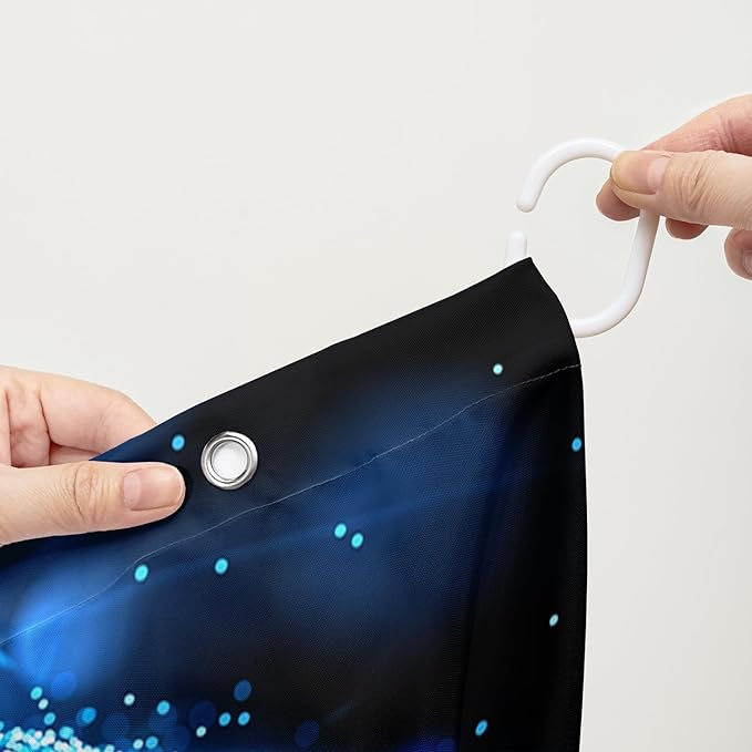 AILONEN Butterfly Shower Curtain Bathroom 48" W*72" H Sparkly Blue Butterflies Curtain Cloth Fabric Bathroom for Girls Kids,Boho Style Shower Curtain Set