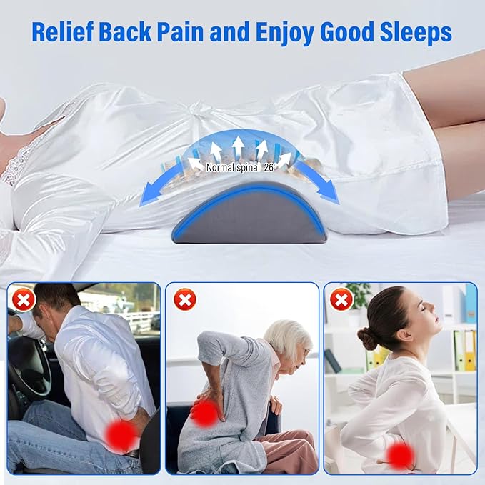 Lumbar Support Pillow for Bed, Memory Foam Back Pillow for Sleeping, Back Support Pillow for Lower Back Pain Relief, Lower Back Pillow for Sleeping, Lumbar Pillow for for Side, Back, Stomach Sleepers