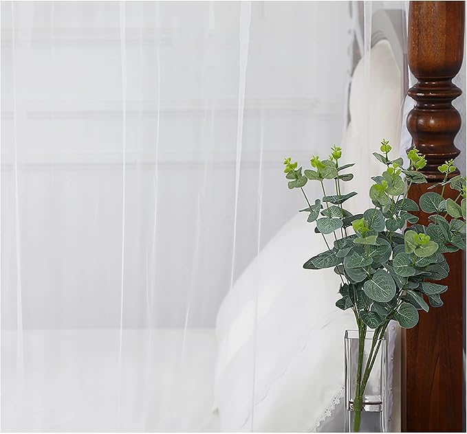 KGORGE Canopy Bed Sheer Curtains for Queen/King/Twin/Full Size, 8 Panels for Girls Boys Adults Bed, Home Bedroom Decor (White, 45 inch Width X 84 inch Length)