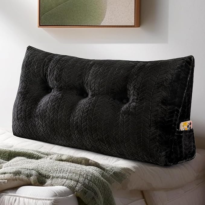 Triangular Wedge Headboard Pillow Large Bolster Bed Rest Reading Pillow Backrest Positioning Support Bolster Cushion with Removable Cover