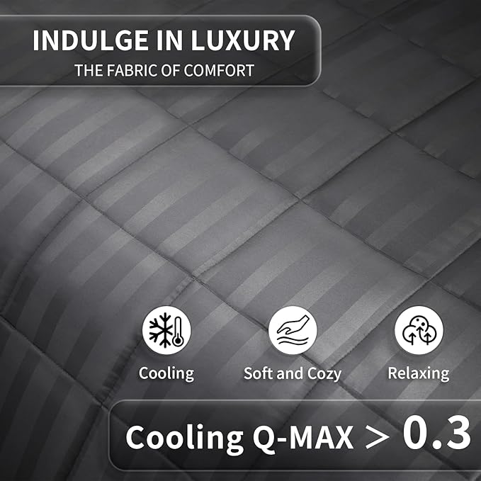 Weighted Blanket for Adult,25lbs Heavy Weighted Blanket 80"x87" Breathable Cooling Summer Blankets, Ultra Soft Cotton Comfort Throw Blanket with Glass Beads for All-Season (Dark Grey)