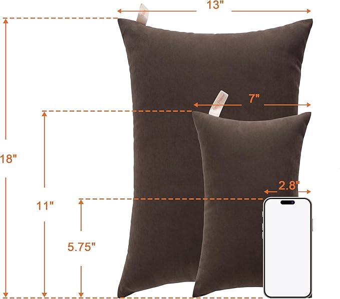 NTBAY Tiny Pillows, Down Alternative 7"x11" Microfiber Mini Pillows for Travel, Pets, Soft Machine Washable Small Pillows for Neck, Wrist, Lumbar and Knee, Dark Brown
