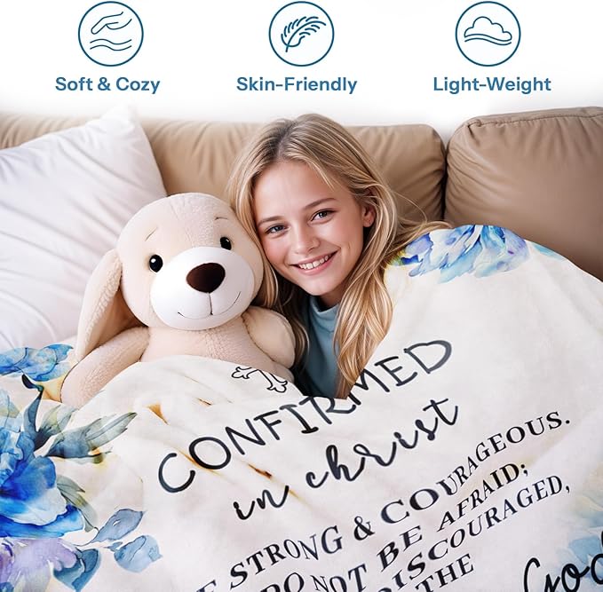 Confirmation Gifts for Teen Girls, Confirmation Gifts for Girls, Confirmation Gifts for Teenage Girl, Confirmation Gifts for Catholic, Confirmation Decorations Throw Blanket 60x80 in