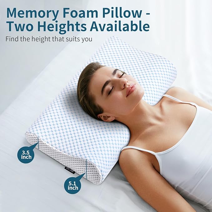 Memory Foam Pillows Neck Pillow for Pain Relief, Ergonomic Cervical Pillow Neck Shoulder Support Bed Pillow for Side Back Stomach Sleeper, Orthopedic Contour Pillow for Sleeping