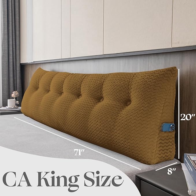 Large Bolster Triangular Headboard Wedge Backrest Positioning Support Bed Rest Reading Pillows Headboard Wedge Pillows for Day Bed Bunk Bed with Removable Cover