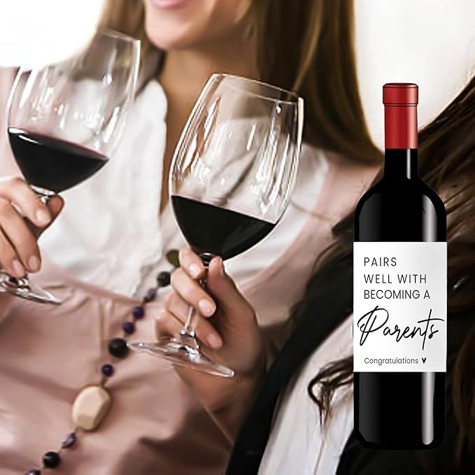 24 Pcs Parents Pregnancy Baby Announcement Wine Labels, Funny Pregnancy Baby Announcement Gifts for New Parents Wine Bottle Stickers Labels, Pairs Well With Becoming A Parents Wine Labels