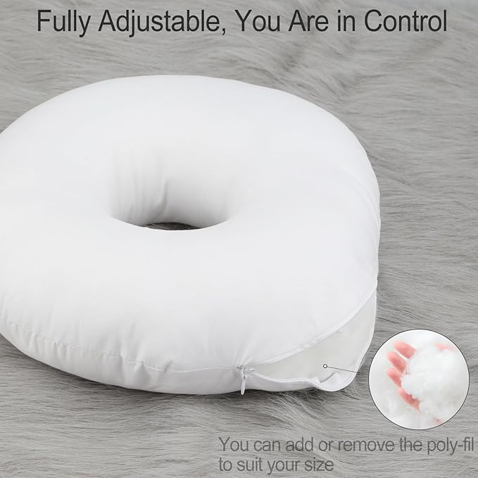 Silky Ear Piercing Pillows with Holes Removable Pillowcase Washable Donut Pillow for Ear Pain Side Sleeping Cartilage CNH Pressure Sore Tinnitus Headphones Relief Guard Protector Gray