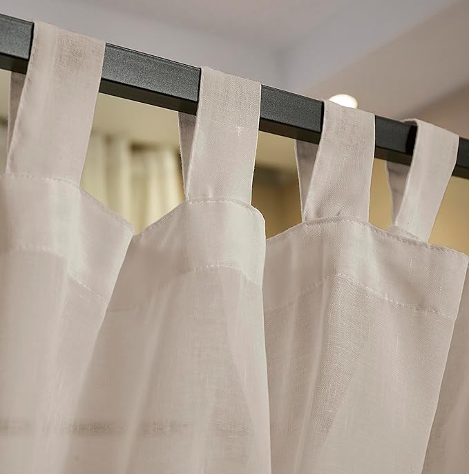 Mengersi Linen Canopy Bed Curtains for Twin,Full,Queen and King Size Bed,Bed Canopy Natural Blended Curtain Panels, 8 Panels Set (All Bed Sizes, Linen)