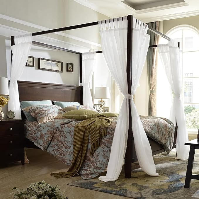 AIKASY Princess Canopy Bed Curtain with Top and Self-Adhesive Velcro, Creating a Romantic Atmosphere in The Room