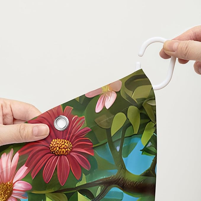 AILONEN Kawaii Cat Shower Curtain Set, Swing Cat with Butterfly Waterproof Fabric Shower Curtain for Kids Boys Girls,Cartoon Pet Cats Cloth Bath Curtain,72" W*96" H