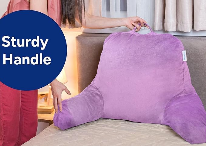 ComfortSpa Reading Pillow Replacement Cover for 19 inch Back Rest Pillow, Polyester Velour Machine Wash and Dry (Lavender)