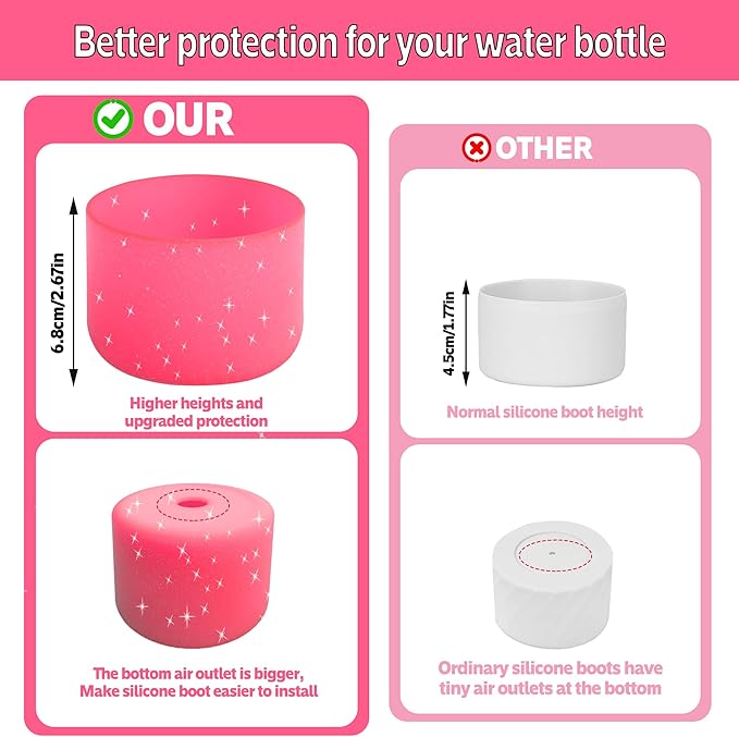 2PCS Silicone Water Bottle Boot for Owala 24oz 32oz 40oz,Anti-Slip Protective Sleeve Bottom Bumper Protector for FreeSip, Twist, and Flip Water Bottles