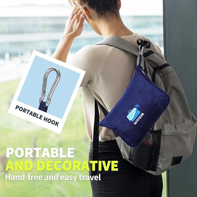 2 in 1 Travel Blanket with Neck Pillow Compact Sleeping Support Women 2024 Summer Winter Vacation Essentials European Mexico Costa Rica Bahamas Alaska Japan Italy Amazon Africa Hawaii Trip Must Haves