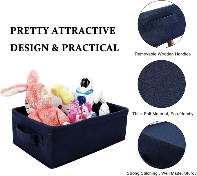 Navy Blue Storage Basket Bins Small Decorative Baskets Storage Cubes for Cellphone Earphone Chargers Cables Make Up Shelf Fabric Drawers Storage Baskets Cute Storage Baskets