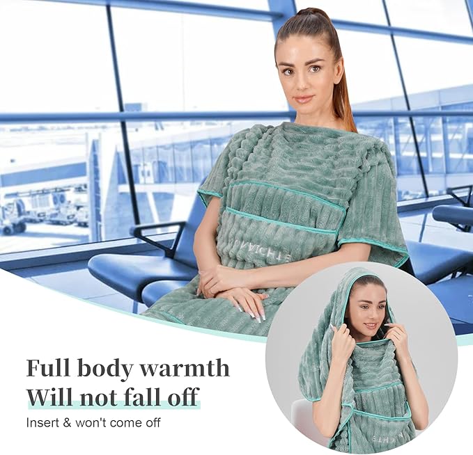 Travel Blanket Travel Blanket Airplane Compact with Bag 2 in 1 Travel Pillow and Blanket Set Travel Pillow and Blanket Car Road Trip Camping Essentials (Mint Green)