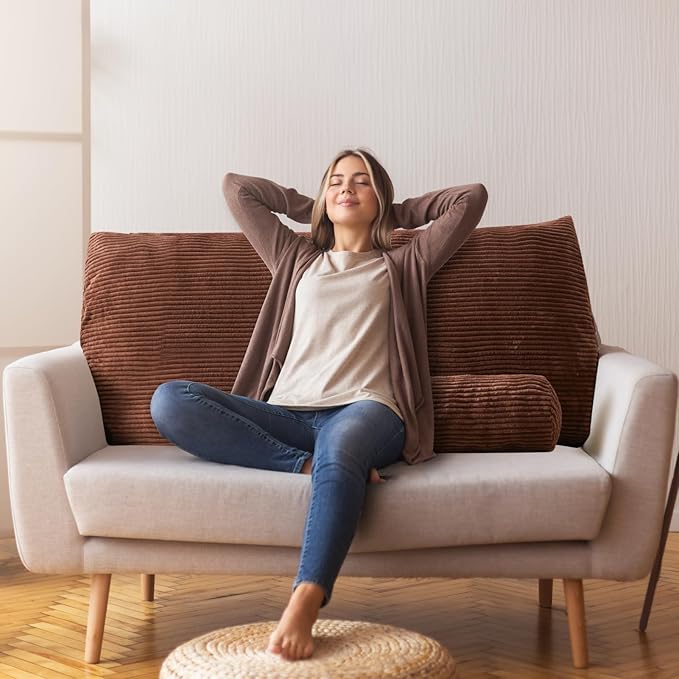 HIGOGOGO Wedge Headboard Pillow, Bed Rest Reading Pillow, Backrest Positioning Support Bolster Cushion with Removable Cover,Twin 40X20.4X8.4,Coffee