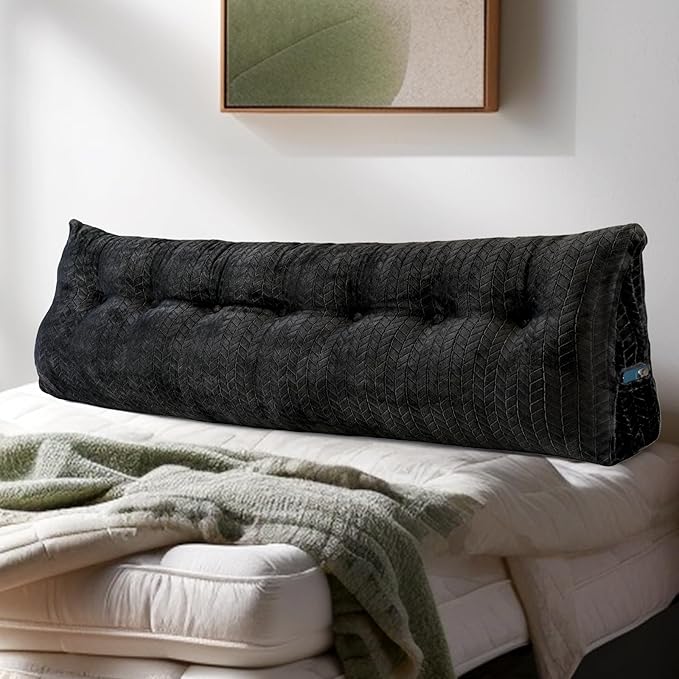 Triangular Wedge Headboard Pillow Large Bolster Bed Rest Reading Pillow Backrest Positioning Support Bolster Cushion with Removable Cover