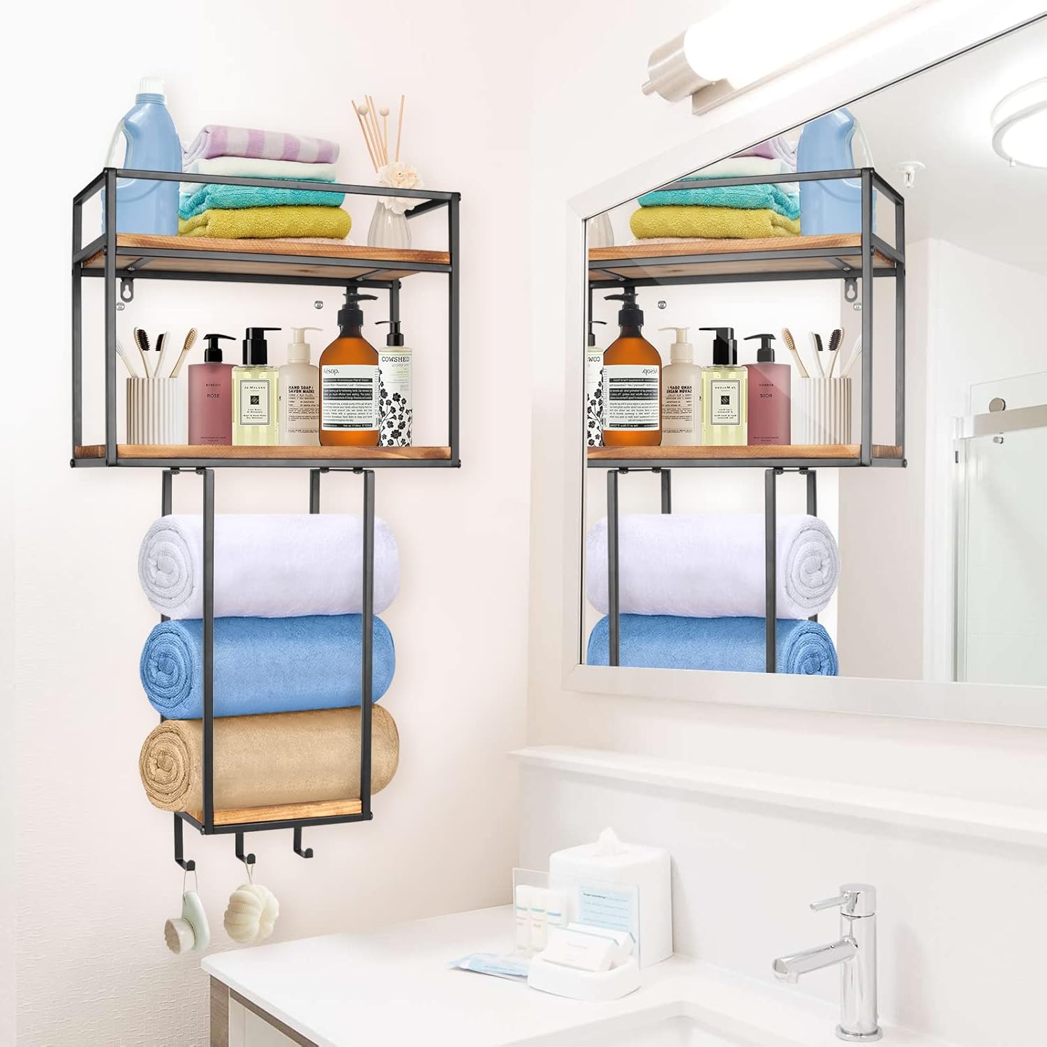 Towel Rack Wall Mounted - Space-Saving Design for Small Bathrooms - Versatile Organizer for Towels, Blankets, and More - Ideal for RVs and Hotels