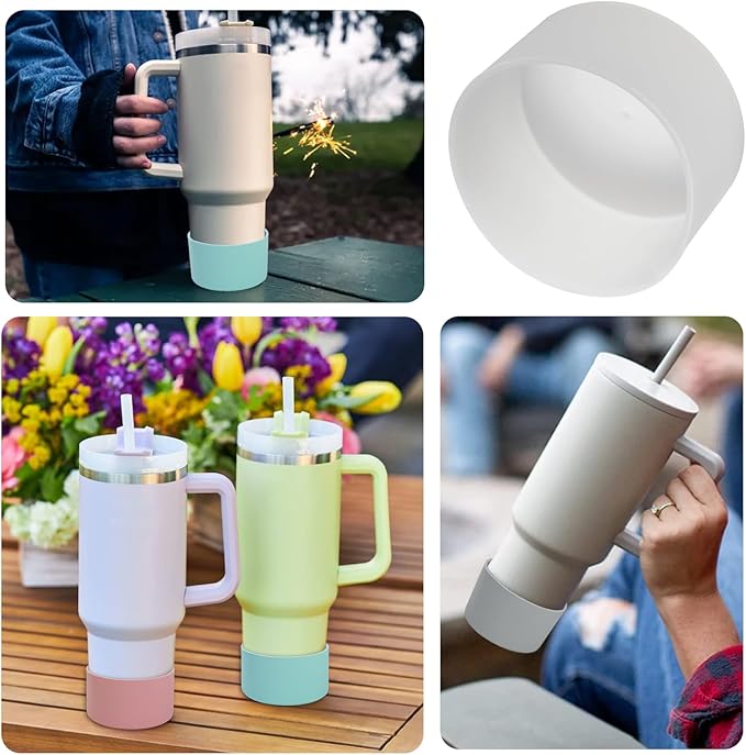 2 Pcs 3 Inch / 75mm Clear Water Bottle Boot, Silicone Tumbler Sleeve Water Bottle Bumper, Tumbler Accessories Water Bottle Bottom Protector for 20oz 30oz 40oz Tumbler Water Bottle