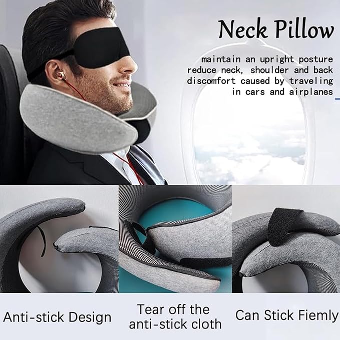 FAGOBYX Travel Pillow,Neck Pillow for Traveling,Airplane Pillow Flight Pillow,360° Travel Neck Pillows for Airplanes,Travel Neck Pillows for Airplanes,Travel Pillow,Neck Pillow (Black)