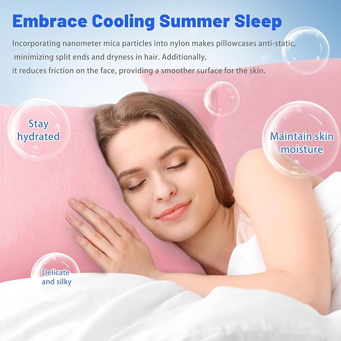 Cooling Body Pillow Case for Hot Sleepers - Body Pillow Cover Cooling Double Side Arc-Chill Q-Max>0.5 Cooling Fiber - Breathable Cooling Body Pillow Cover with Zipper (Pink, 20" x 54")