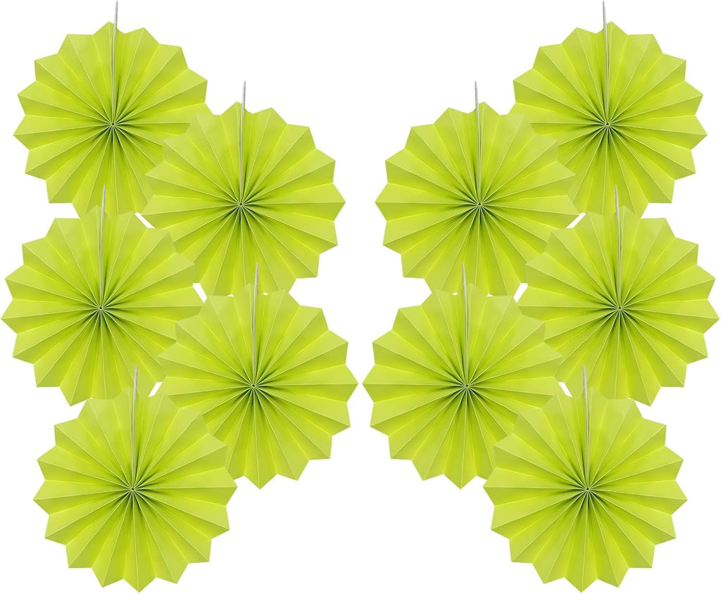 Green Graduation Party Decor,Tropical Party Decorations,Emerald Green Party Decorations,Hawaiian Themed Party Decorations,8in Hanging Paper Fans 30 Color DIY Set (Clear Green)