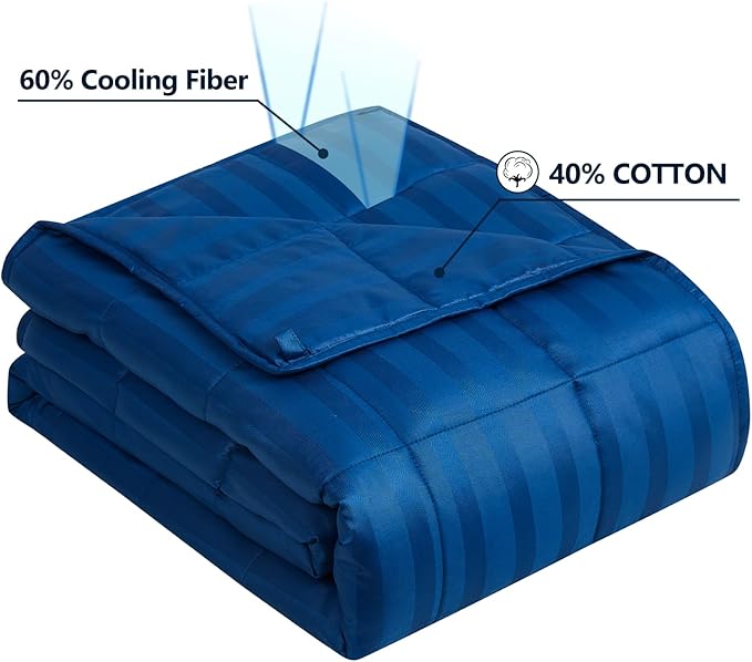 Weighted Blanket(36"x48" 3lbs) Weighted Blanket Cooling Blanket for Sleeping,Throw Size Breathable Blanket with Premium Glass Bead(Navy Blue)