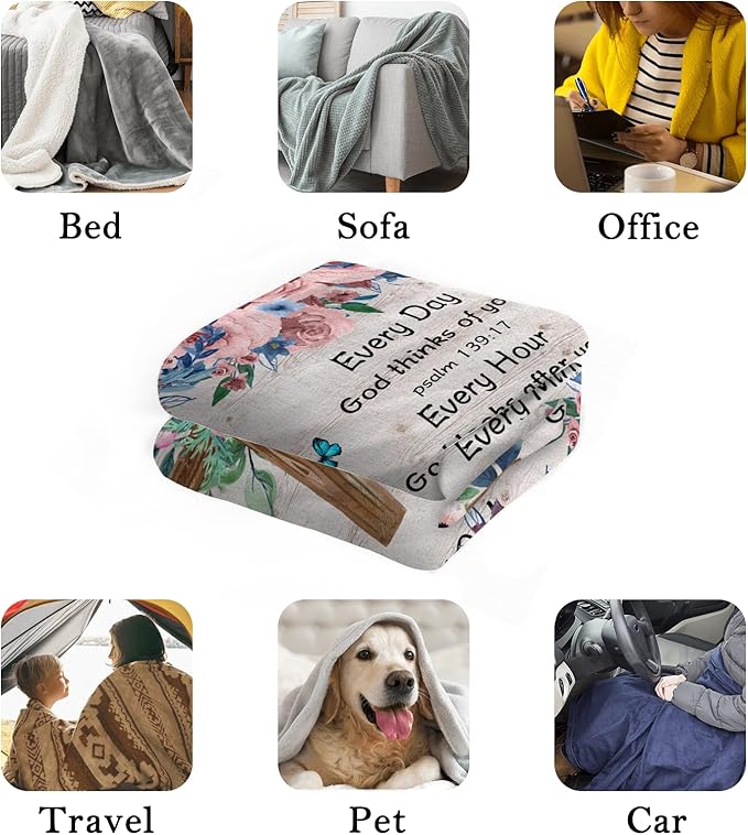 Christian Gifts for Women, Scripture Blanket, Spiritual Gifts for Women, Prayer Blanket, Bible Gifts for Women, Baptism Gifts, Catholic Gifts on Birthday Christmas 50X60 in