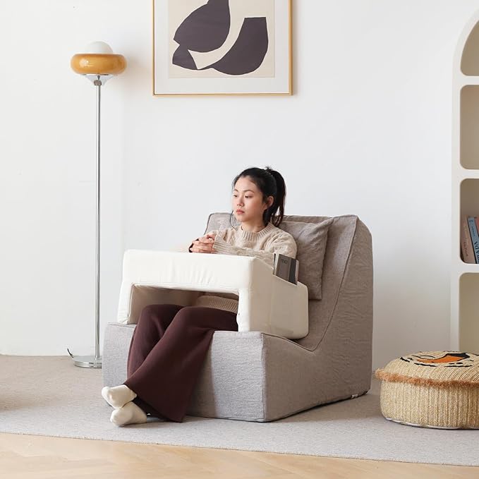 N&V Bed Rest Reading Pillows, High Density Foam Pillow for Gaming (Ivory)