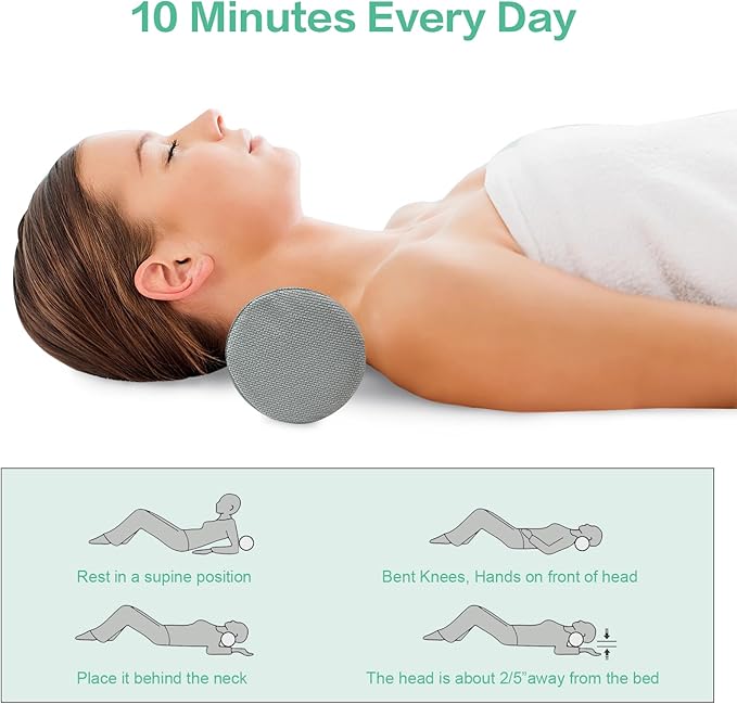 Cervical Neck Pillow, Roll Foam Pillows, Bolster Pillow, Round Neck Pillows Support for Sleeping | Bolster Pillow for Bed, Legs, Back and Yoga (Grey, 4")