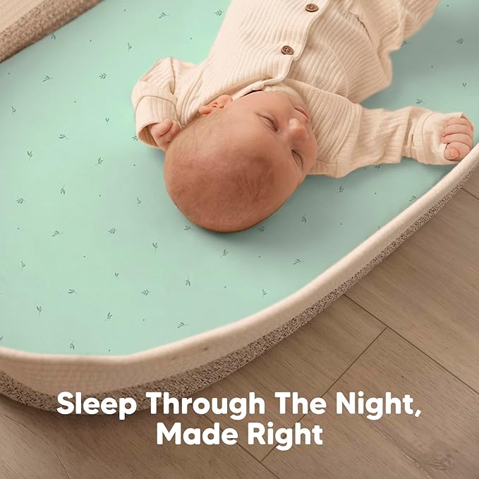 2-Pack Organic Bassinet Sheets for Girls, Boys - 100% Cotton Bassinet Mattress Sheets Compatible with Halo Bassinest Swivel Sleeper, Graco, Baby Delight, Chicco,Unisex Fitted Bassinet Sheets (Bunnies)