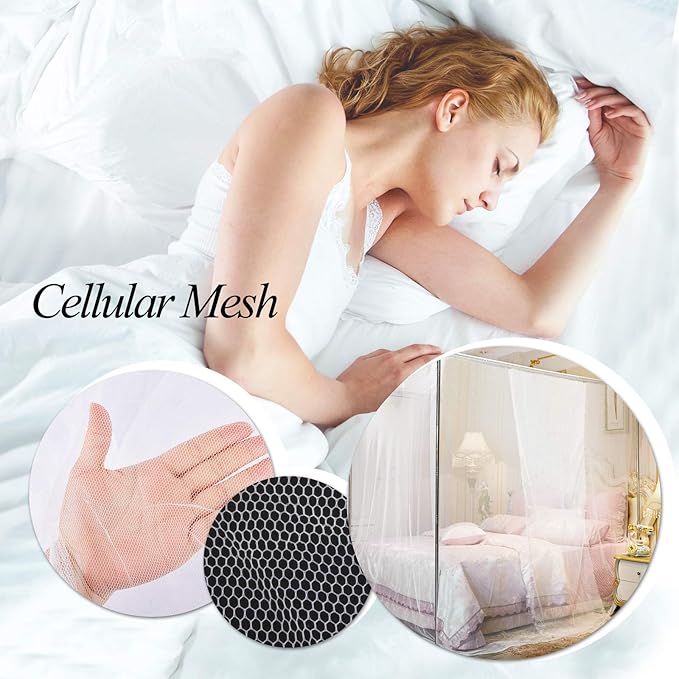 AIFUSI Mosquito Net, King Size Four Corner Post Curtains Bed Canopy for Single to Fits All Cribs and Beds for Adult Bedroom, Kids Rooms, Baby Bassinet, Garden, Camping（White）