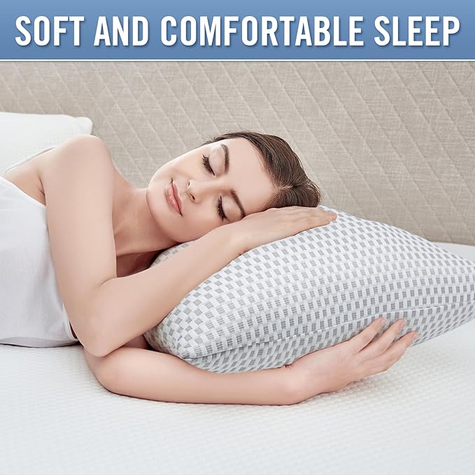 Shredded Memory Foam Pillows, King Size Bed Pillows for Sleeping 2 Pack,Washable Removable Cover,Pillows Suitable for Stomach,Back and Side Sleepers.